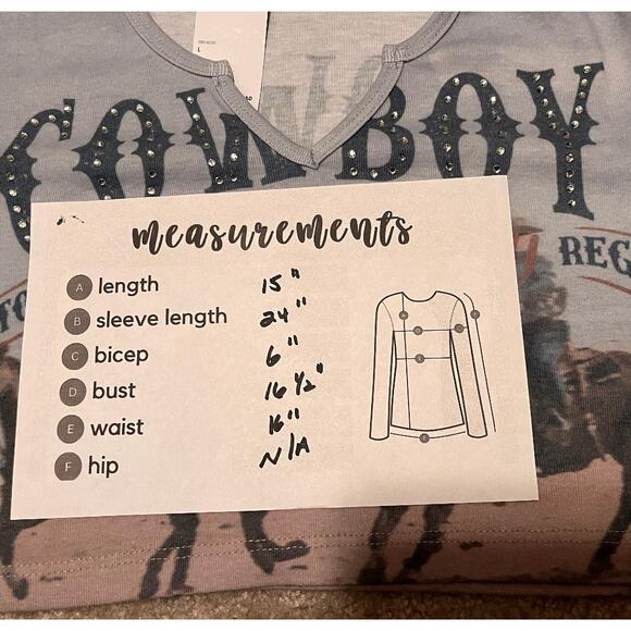 NWOT Urban Outfitters Cowboy Long Sleeve Crop Top L Western Y2K Cowgirl Boho - Picture 4 of 9